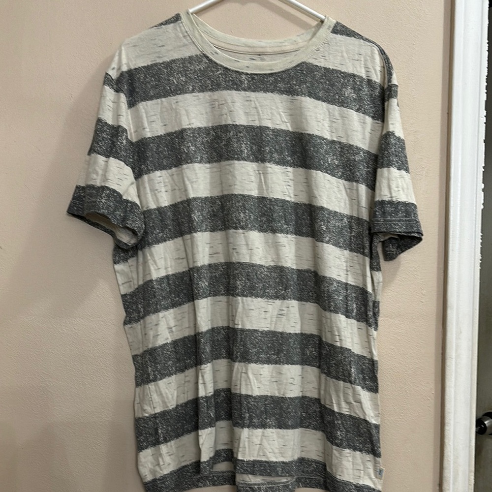 Toms Gray and White Striped Short Sleeve Tee